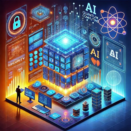 DALL·E 2025-02-10 19.00.00 - A balanced, futuristic square-format illustration of AI-driven cybersecurity in action. The image showcases a high-tech digital security center where 